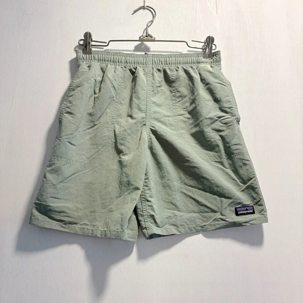Patagonia Kids Medium Baggies Shorts Sage Green NetPlus Nylon 6.5 Inseam 459